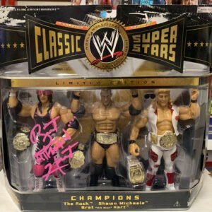 Bret Hart Signed Limited Edition Classic Superstars 3-Pack w/The Rock & Shawn Michaels (Comes w/COA)!!!